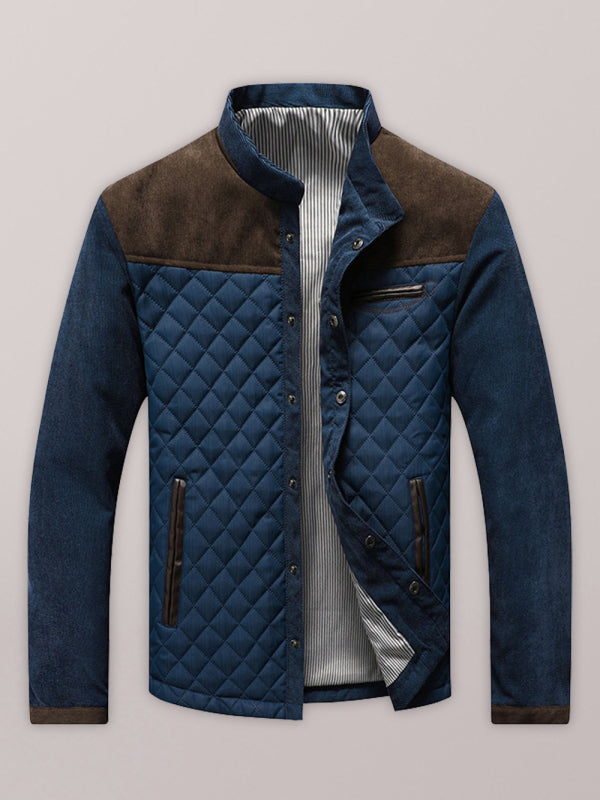 Side seam pocket thickened non-hooded blue casual youth jacket - Khaki / S