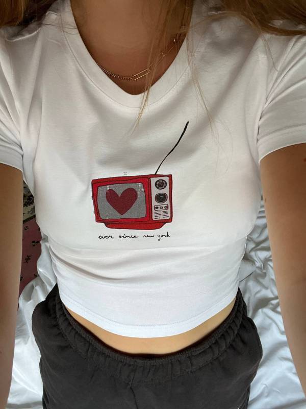 Slim fit and cute print cropped top T-shirt - Pattern4 / S