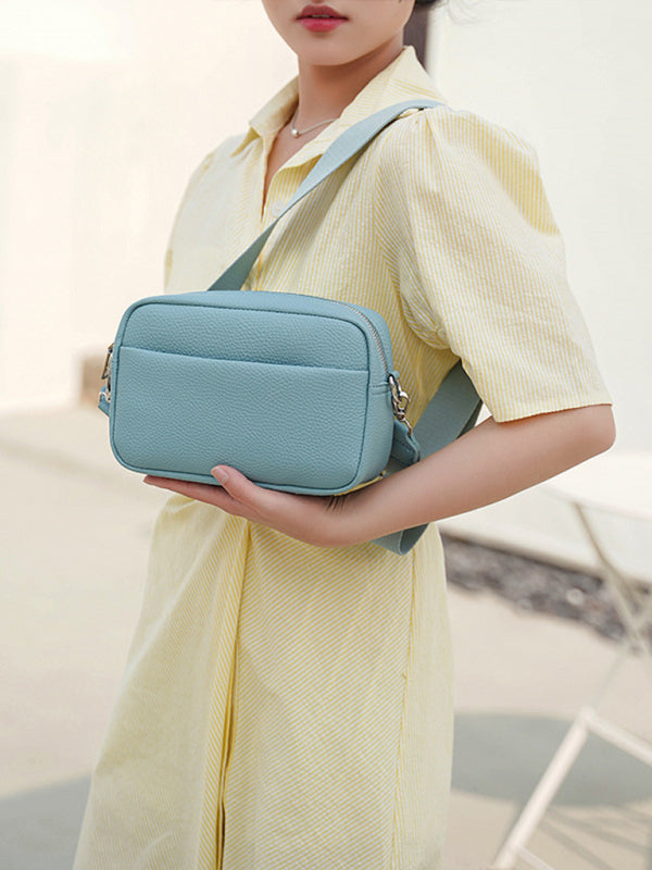 Solid color PU messenger bag women’s small bag ladies shoulder bag small square bag