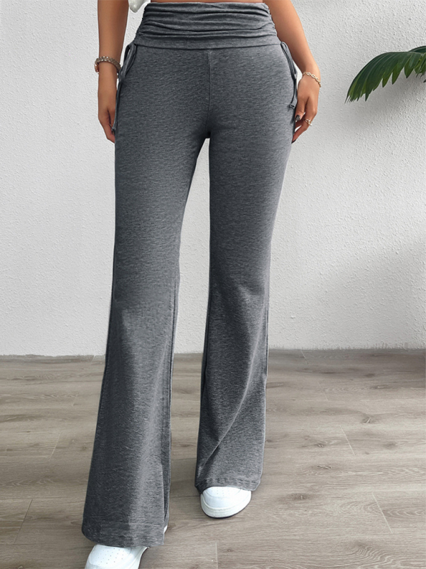 Spring and summer casual solid color slim-fit pleated trousers - Charcoal grey / S