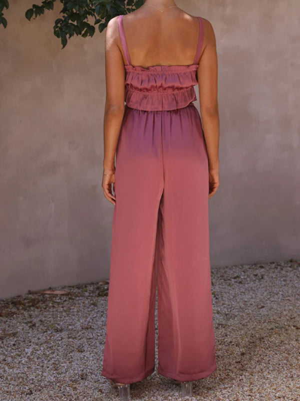 Spring and summer women’s clothing one-neck suspenders wide-leg pants fashion suit