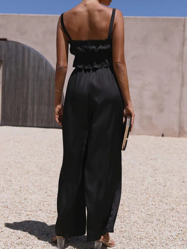 Spring and summer women’s clothing one-neck suspenders wide-leg pants fashion suit