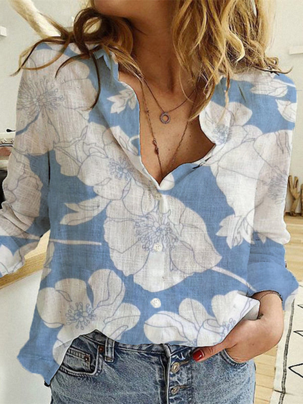 Stylish Leisure Woven Knit Women’s Spring-Summer Shirt - Peacock blue / S