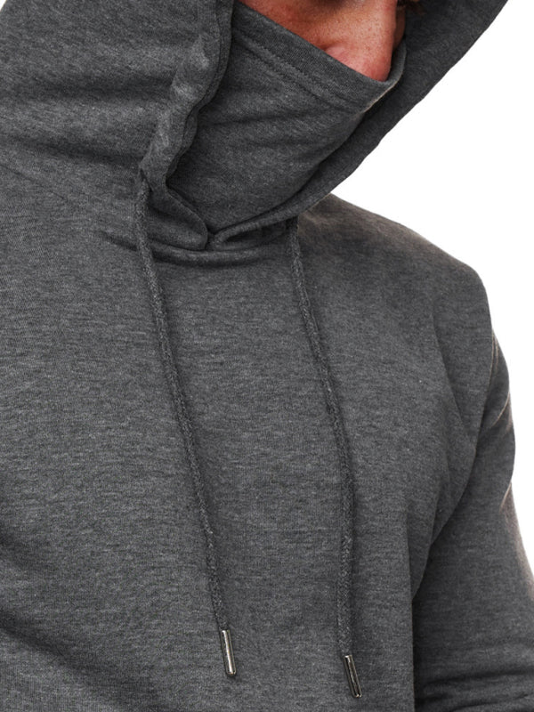 Gray hooded sweatshirt displayed on a men’s Long Sleeve T-Shirt Sweatshirt Mask product