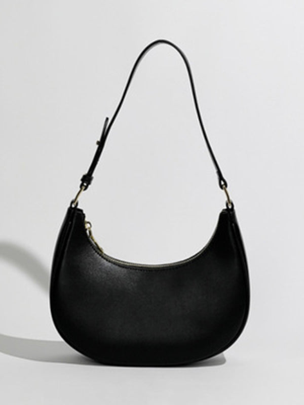 Underarm Bag One Shoulder Baguette Bag Women Messenger Bag Half Moon Bag - Black / F