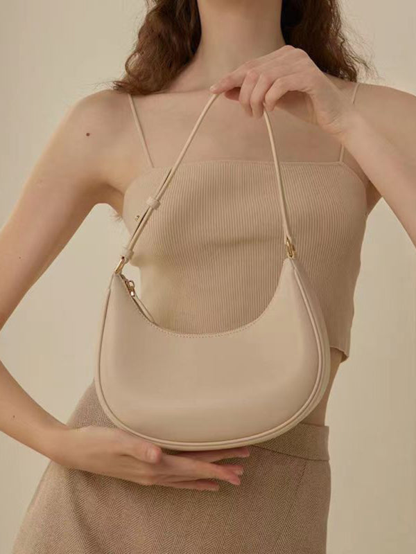Underarm Bag One Shoulder Baguette Bag Women Messenger Bag Half Moon Bag - White / F