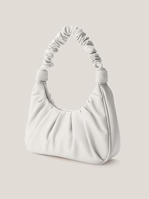 Underarm bag women’s cloud pleat bag baguette one shoulder Messenger - Cracker khaki / F