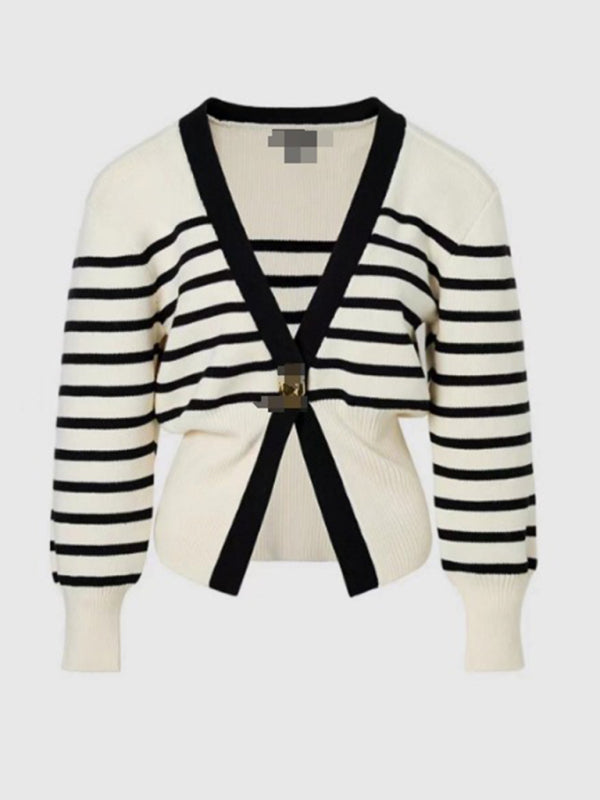 V-neck button-down cardigan - Pattern / S