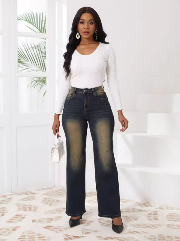 Vintage Loose Casual Straight Leg Denim Trousers - Champlain color / S