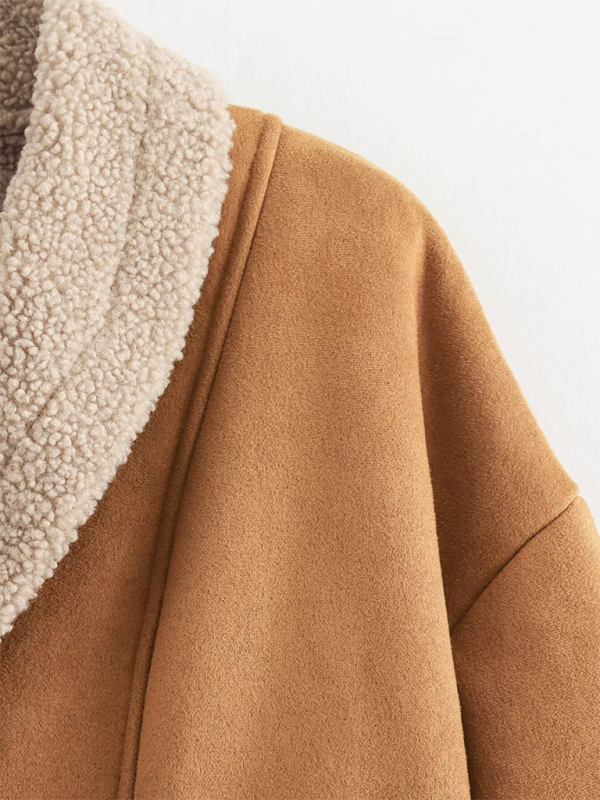 Women’s American retro woolen coat lapel loose top