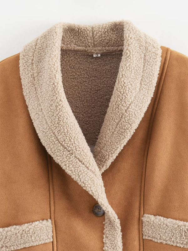 Women’s American retro woolen coat lapel loose top