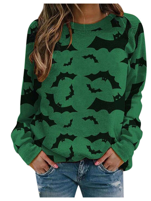 Women’s Bat Print Raglan Knit Top - Pattern2 / S