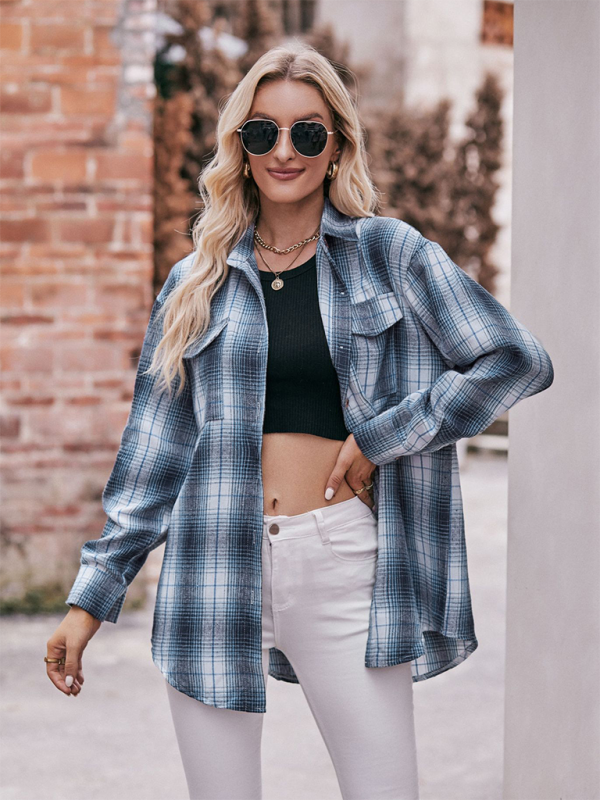 Women’s Casual Fashion Oversize Loose Plaid Shirt