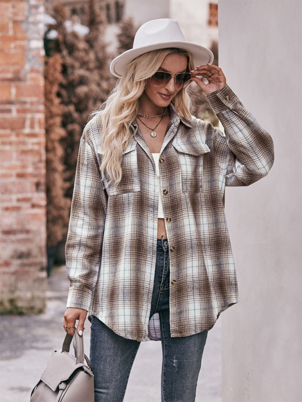 Women’s Casual Fashion Oversize Loose Plaid Shirt