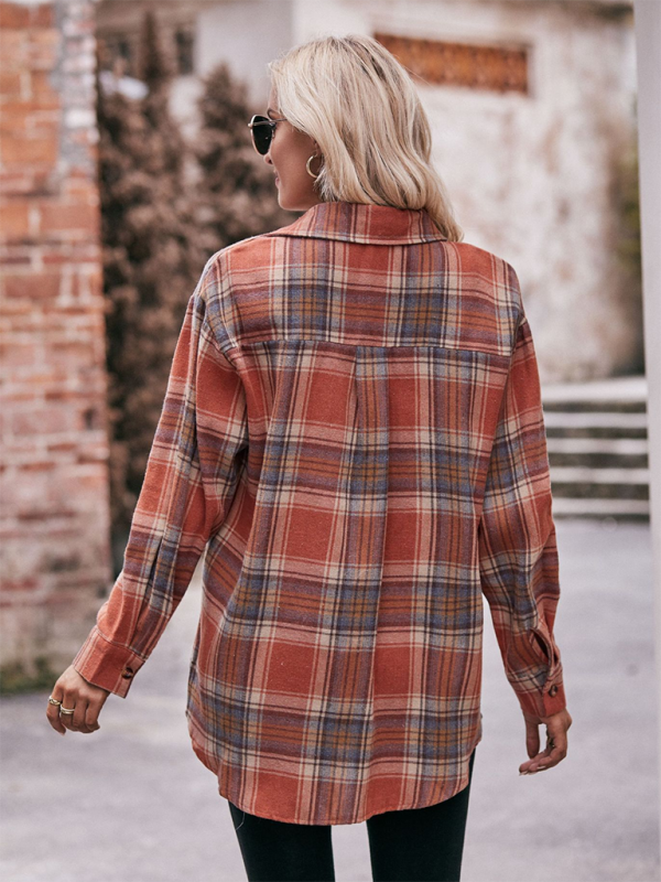 Women’s Casual Fashion Oversize Loose Plaid Shirt