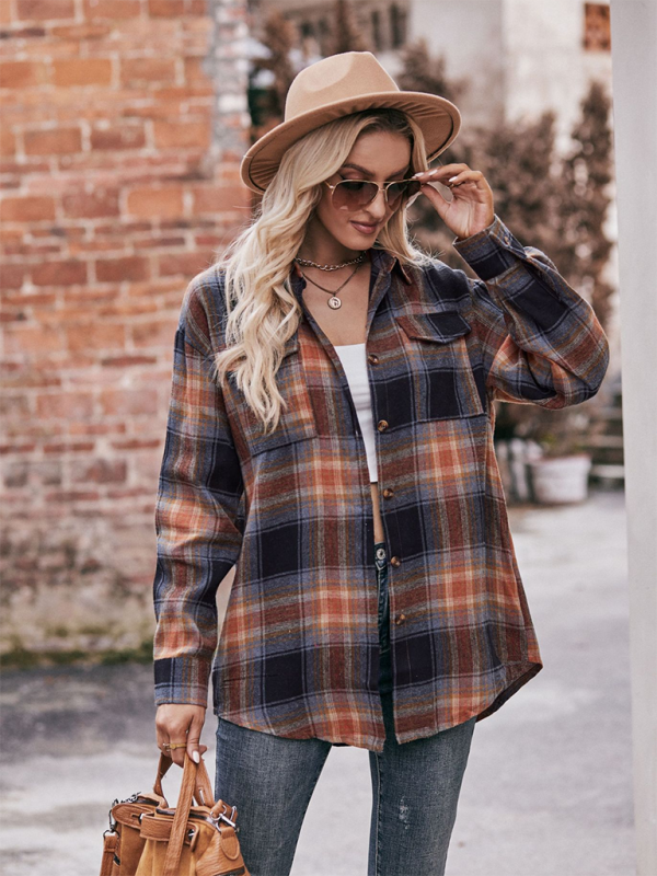 Women’s Casual Fashion Oversize Loose Plaid Shirt