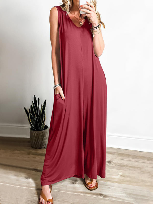 Women’s casual pocket thin jumpsuit