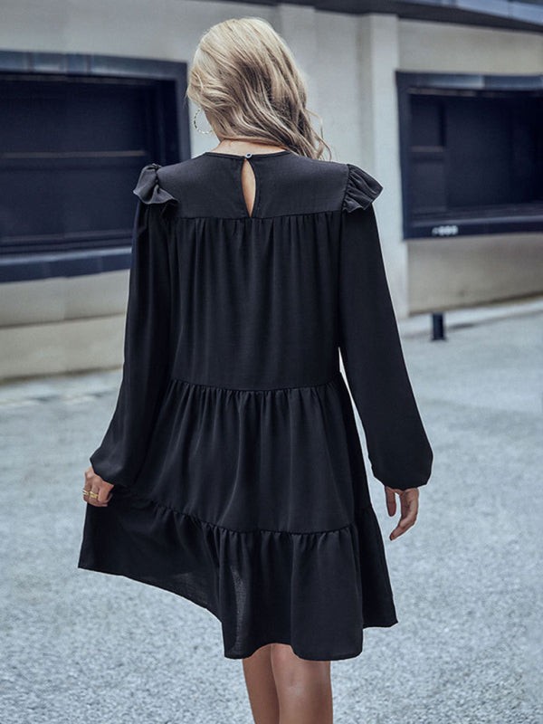 Women’s Casual Ruffled Long Sleeve Dress
