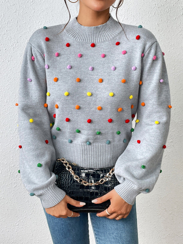 Women’s Color Beaded Women’s Knitwear Women’s Fashion Sweater - Grey / S