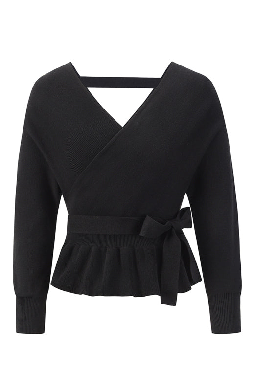 Women’s Fashion Casual Mock Wrap Knit Sweater