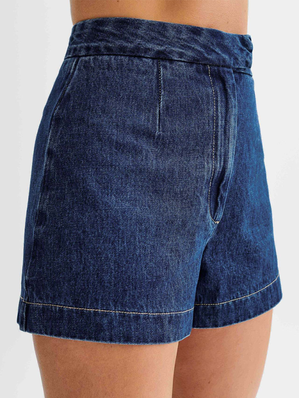 Women’s Fashion Casual Sleeveless High Waist Denim Shorts Set