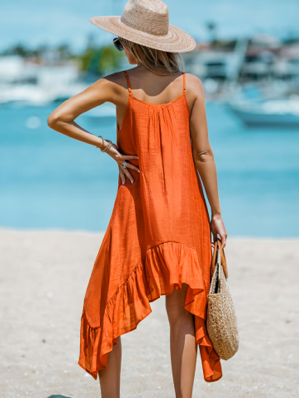 Women’s Fashion Casual Solid Color Sling Irregular Dress