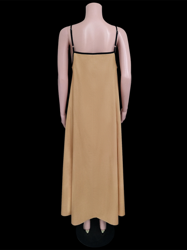 Women’s Fashion Casual Suspender Dress with Pockets