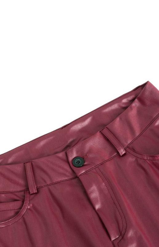 Women’s Fashion Pu Leather Feet Trousers