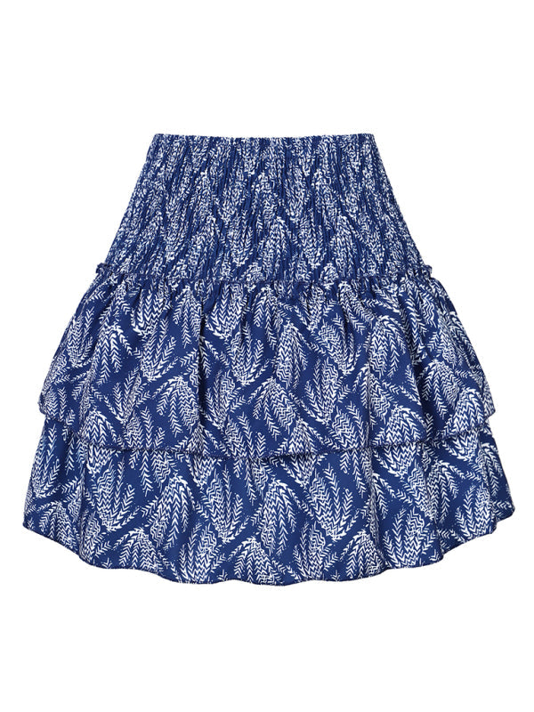 Women’s Fashion Ruffled Floral Half-length Pleated Skirt
