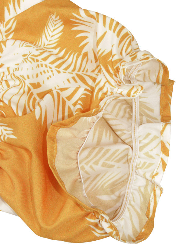 Women’s fashion sexy one-neck lantern lotus leaf short-sleeved printed jumpsuit
