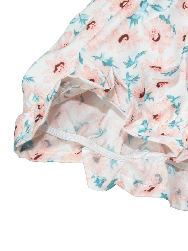 Women’s fashion sexy one-neck lantern lotus leaf short-sleeved printed jumpsuit