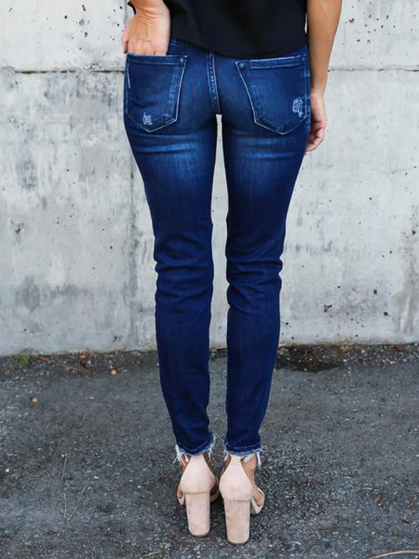 Women’s Fitted Pleated Destroyed Stretch Penny Jeans
