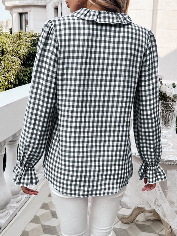 Women’s French Contrast Button Check Shirt