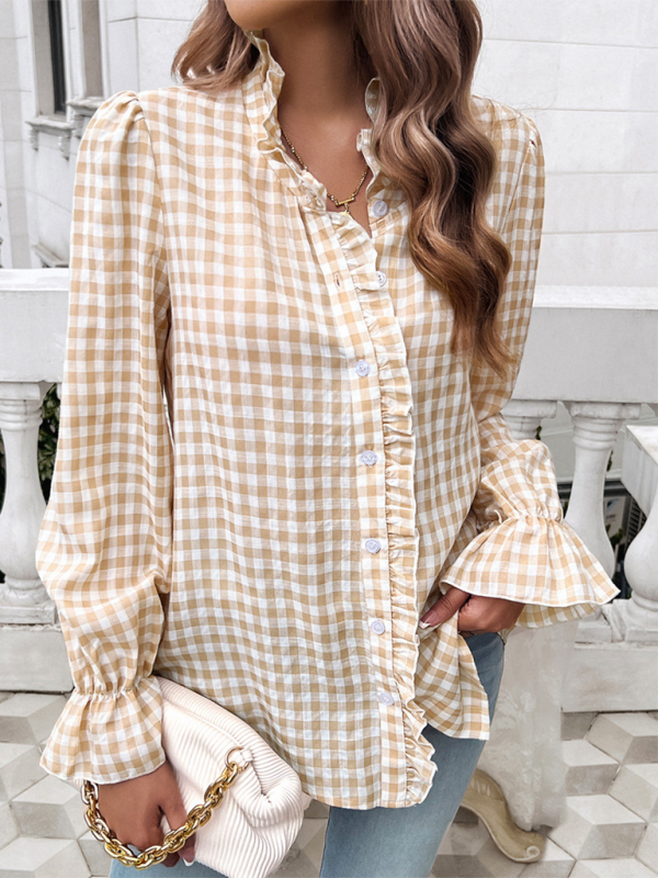 Women’s French Contrast Button Check Shirt