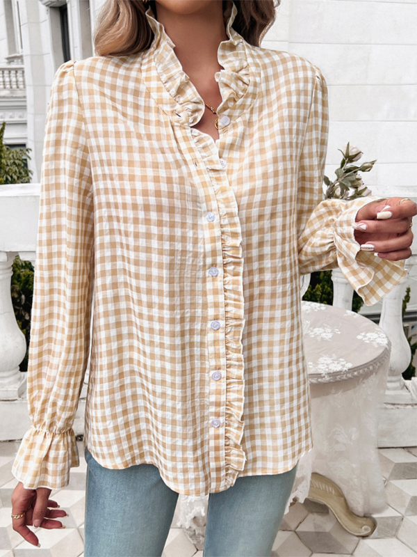 Women’s French Contrast Button Check Shirt