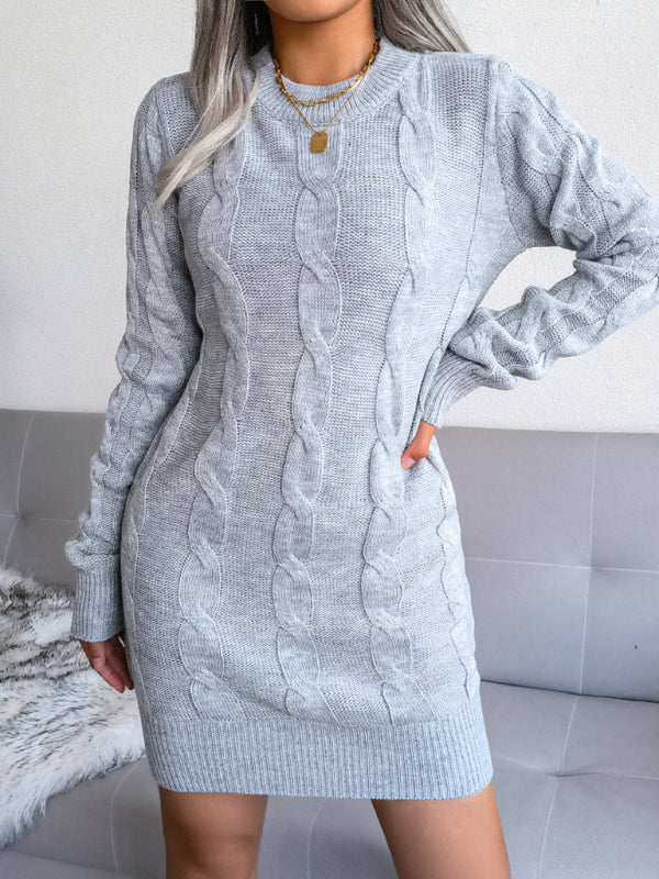 Women’s fried dough twist buttock wrapped wool dress knitted dress