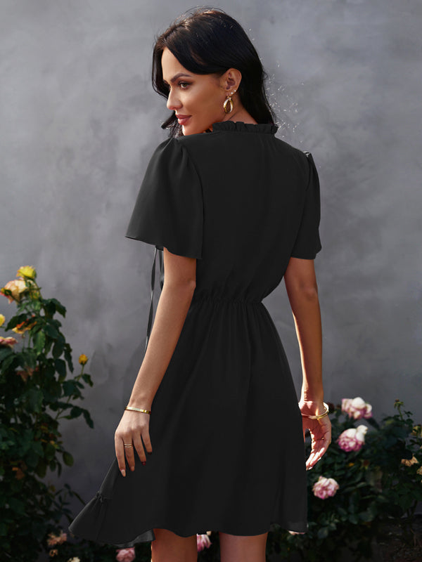 Women’s high neck loose Ruffle Dress