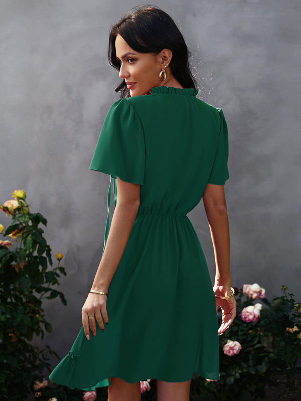 Women’s high neck loose Ruffle Dress