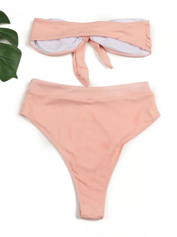 Women’s high waist bikini tube top swimsuit