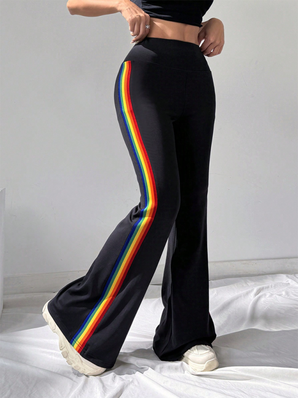 Women’s high waist drape wide leg straight bootcut trousers casual pants - Black / S