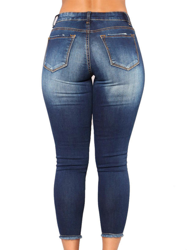 Women’s high waist stretch ripped jeans