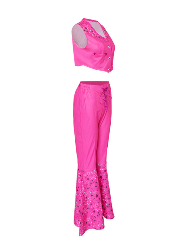 Women’s Knit Lace-Up Pants and Vest Set