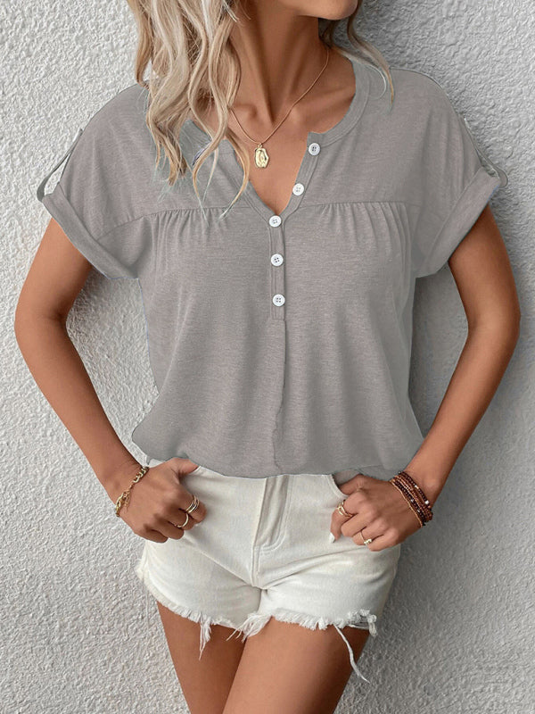 Women’s Knit Short Sleeve Half Cardigan T-Shirt