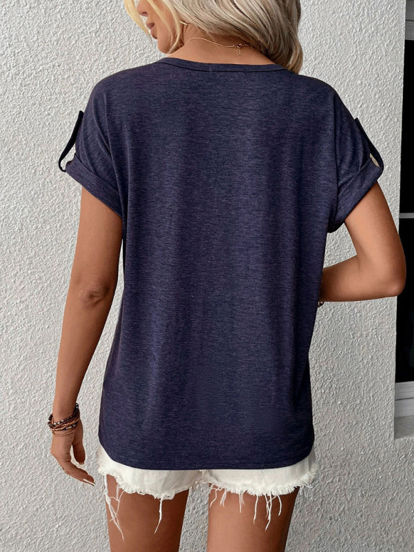 Women’s Knit Short Sleeve Half Cardigan T-Shirt