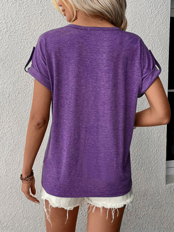 Women’s Knit Short Sleeve Half Cardigan T-Shirt