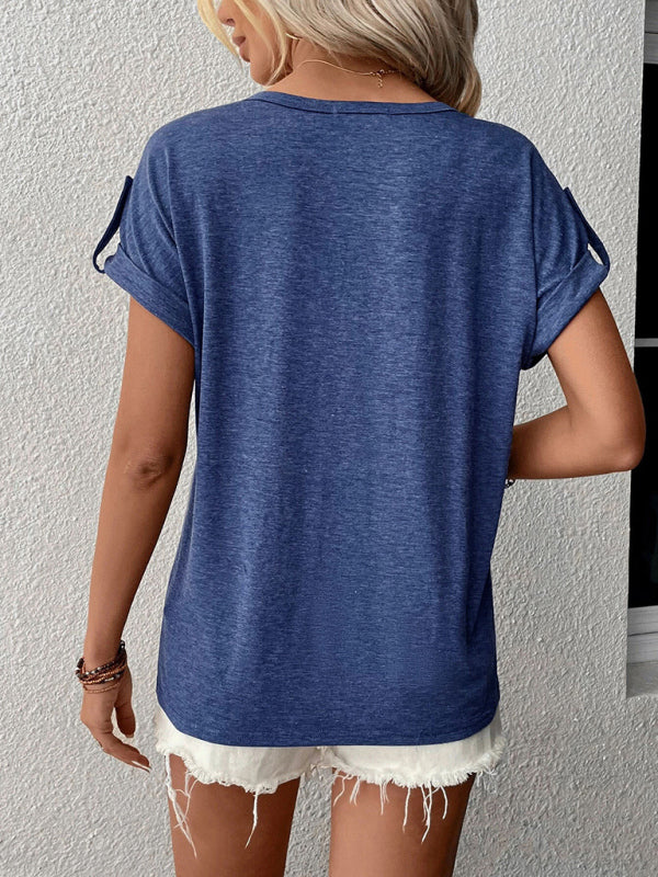 Women’s Knit Short Sleeve Half Cardigan T-Shirt