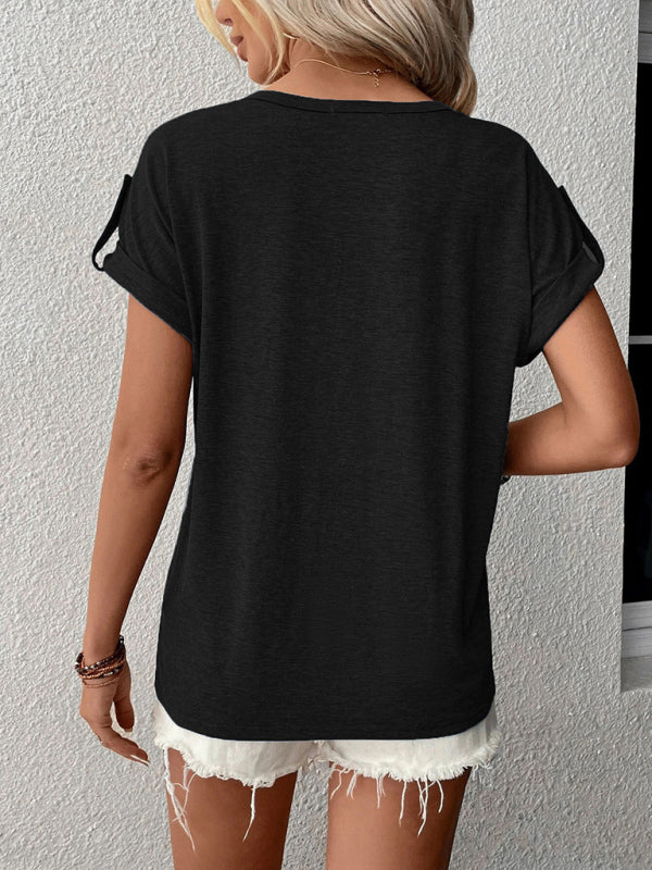 Women’s Knit Short Sleeve Half Cardigan T-Shirt