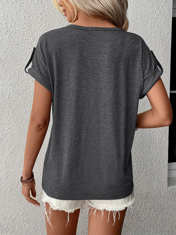 Women’s Knit Short Sleeve Half Cardigan T-Shirt