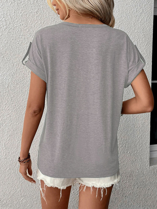 Women’s Knit Short Sleeve Half Cardigan T-Shirt