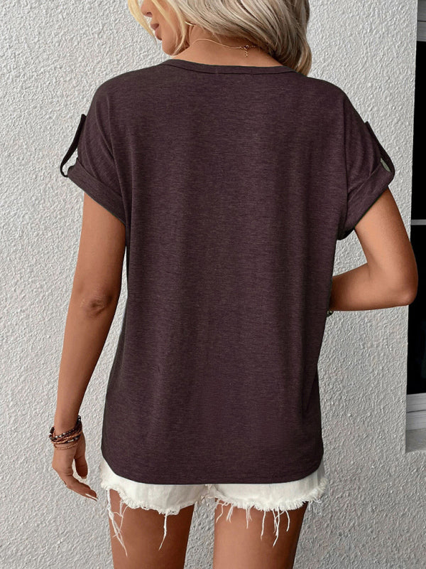 Women’s Knit Short Sleeve Half Cardigan T-Shirt
